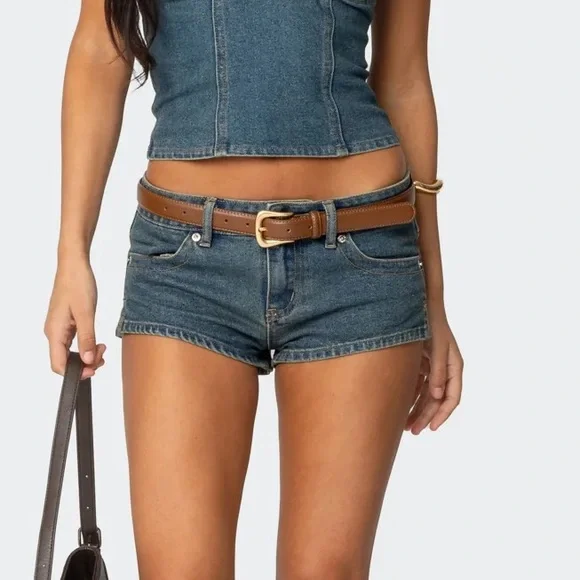 Edikted Jagger Low Rise Denim Shorts - Picture 1 of 7